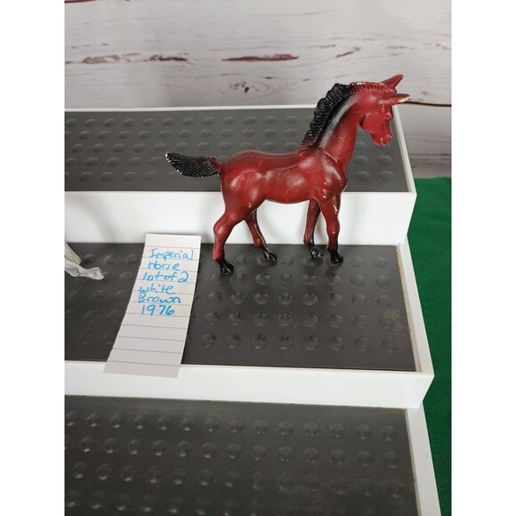 Vintage 1976 Imperial Horse Lot Of 2 Brown‎ And White - Picture 6 of 8